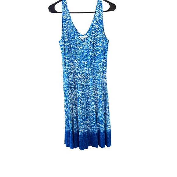 Athleta Dresses & Skirts - Athleta Blue White Abstract Print Sleeveless Fit Flare Dress XS Outdoor Hiking